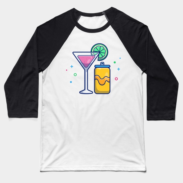 Lemon Juice With Orange Soda Canned Drink Cartoon Baseball T-Shirt by Catalyst Labs